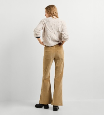 Pepe Jeans Calça Flare Willa Veludo Cotelê bege