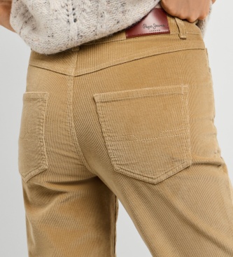 Pepe Jeans Calça Flare Willa Veludo Cotelê bege