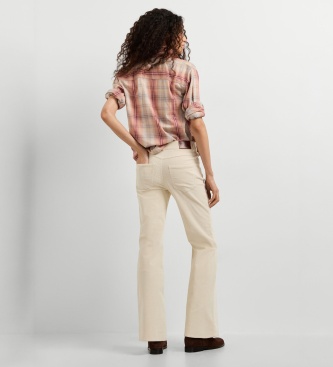 Pepe Jeans Calças Flare Willa Veludo Branco Rasgado