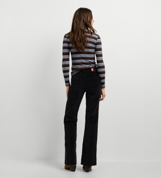 Pepe Jeans Calça flare Willa Corduroy preta