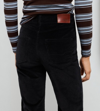 Pepe Jeans Calça flare Willa Corduroy preta