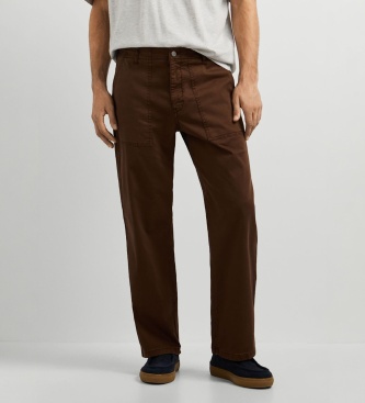 Pepe Jeans Calça Relaxed Fatigue Twill Marrom