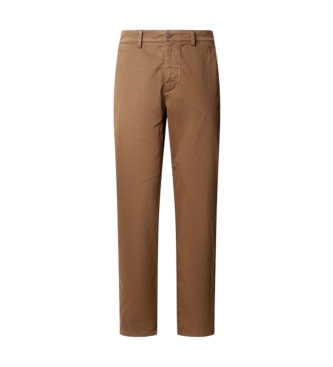 Pepe Jeans Pantalone chino slim marrone scuro