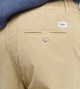 Pepe Jeans Calça Tapered Pull On Corduroy Bege
