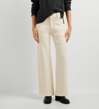 Pepe Jeans Calça Wide Crop Tania Pocket branco quebrado