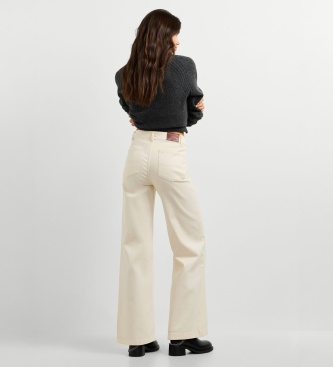 Pepe Jeans Calça Wide Crop Tania Pocket branco quebrado