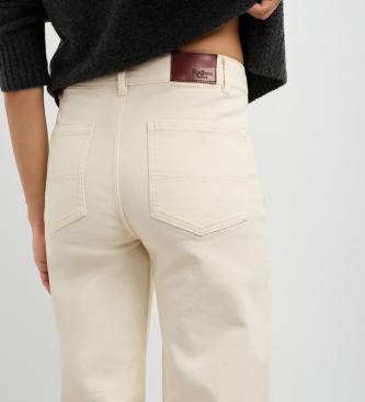 Pepe Jeans Calça Wide Crop Tania Pocket branco quebrado