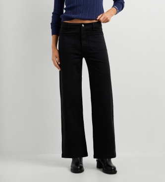Pepe Jeans Calça Wide Crop Tania Pocket preta