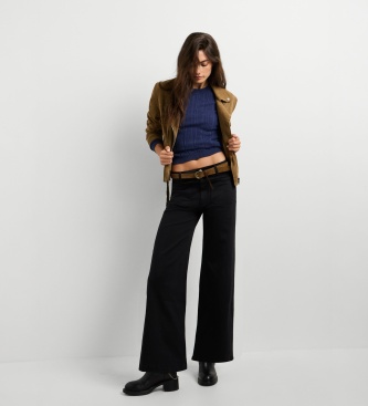 Pepe Jeans Calça Wide Crop Tania Pocket preta