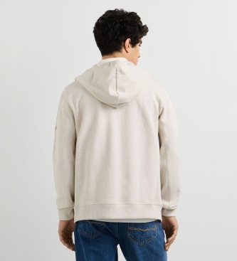 Pepe Jeans Sweat Jasper Melange Zip blanc cassé