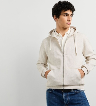 Pepe Jeans Sweat Jasper Melange Zip blanc cassé