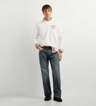 Pepe Jeans Sweat Jed Crew blanc cassé