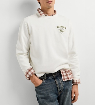 Pepe Jeans Sweat Jed Crew blanc cassé