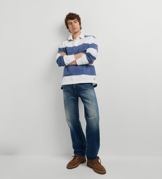 Pepe Jeans Calça Jeans Relaxed Straight Bexley Visual Mid azul