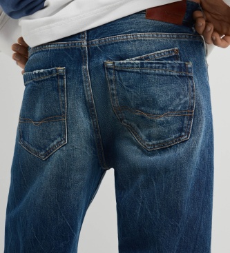 Pepe Jeans Calça Jeans Relaxed Straight Bexley Visual Mid azul