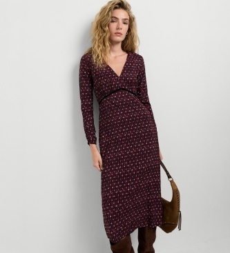 Pepe Jeans Jazelin jurk bordeauxrood