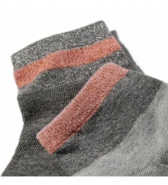 Timberland Lot de 2 chaussettes gris métallisé pour cheville