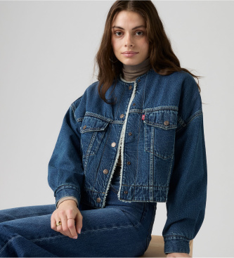 Levi's Modra kratka jakna iz ?erpe brez ovratnika