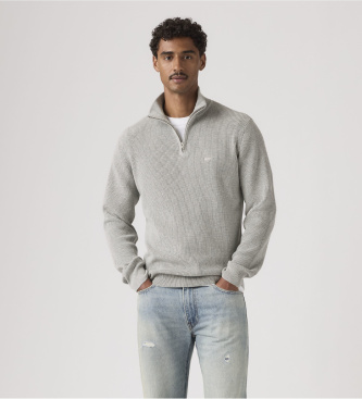 Levi's Suéter Housemark com zíper de um quarto cinza