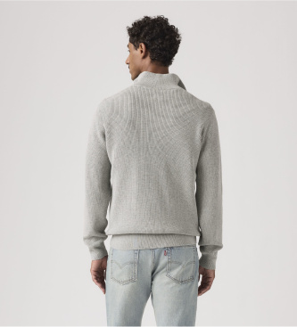 Levi's Suéter Housemark com zíper de um quarto cinza