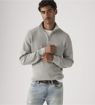 Levi's Suéter Housemark com zíper de um quarto cinza