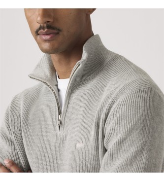 Levi's Suéter Housemark com zíper de um quarto cinza