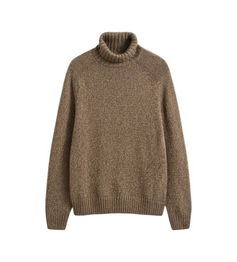 Gant Jersey Wool Blend Mouline Turtleneck taupe