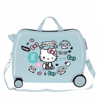 Joumma Bags Hello Kitty You are Cute Otroški kovček z dvema večsmernima kolesoma svetlo modre barve -38x50x20cm