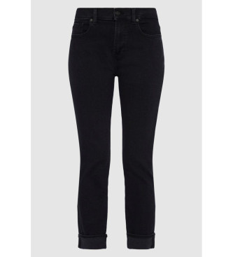 7 For All Mankind Schmale Mid-Rise-Jeans schwarz