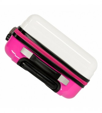 Enso Rainbow Hard Suitcase Wit, Roze -38x55x20cm-. 