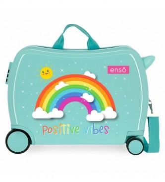 Enso Positive Vives Kinderkoffer Rainbow mit 2 multidirektionalen Rollen -38x50x20cm- trkis