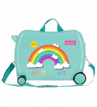 Enso Positive Vives Children's Rainbow Suitcase with 2 multidirectional wheels -38x50x20cm- turquoise