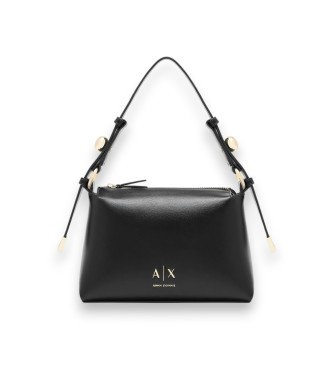 A|X Armani Exchange Bag with metallic appliques and adjustable strap black
