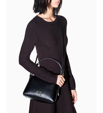 A|X Armani Exchange Bag with metallic appliques and adjustable strap black