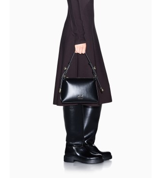 A|X Armani Exchange Bag with metallic appliques and adjustable strap black