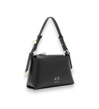 A|X Armani Exchange Bag with metallic appliques and adjustable strap black