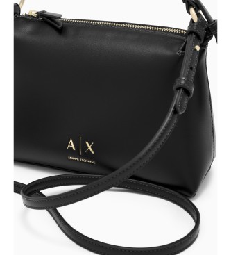 A|X Armani Exchange Bag with metallic appliques and adjustable strap black