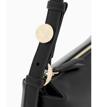 A|X Armani Exchange Bag with metallic appliques and adjustable strap black