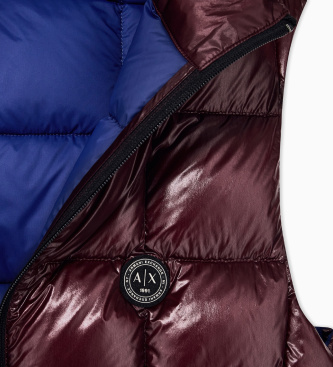 A|X Armani Exchange Bordowa kamizelka z miękkiego puchu