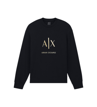 A|X Armani Exchange Black metallic logo crew neck sweatshirt