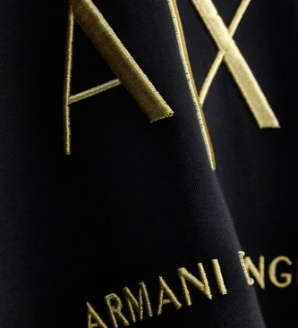 A|X Armani Exchange Black metallic logo crew neck sweatshirt