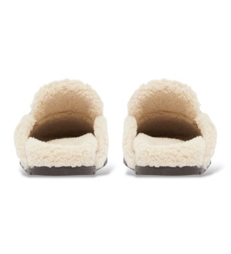 A|X Armani Exchange Brown Leather Clogs with Shearling