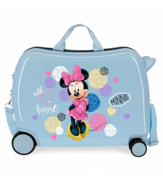 Joumma Bags Valigia per bambini 2 ruote multidirezionali Enjoy Minnie Heart blu -38x50x20cm