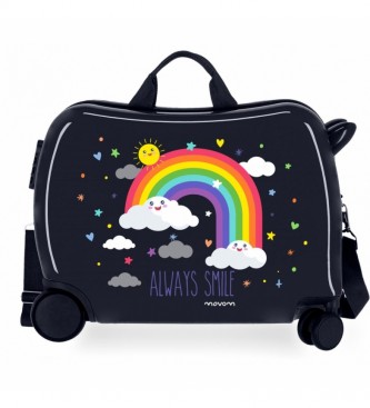 Movom Movom Always Smile Kids Rainbow kuffert med 2 multidirektionelle hjul bl -38x50x20cm