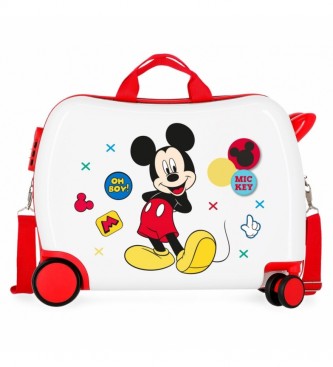 Joumma Bags Mickey Enjoy te Day Oh Boy Hvid 2 hjulet multidirektionel kuffert til brn -38x50x20cm