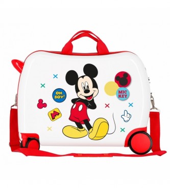 Joumma Bags Mickey Enjoy the Day Oh Boy White 2 kołowa walizka wielokierunkowa dla dzieci -38x50x20cm