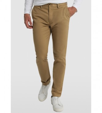 Bendorff Pantaloni cinesi sottili in raso marrone elastico