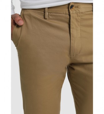 Bendorff Pantaloni cinesi sottili in raso marrone elastico