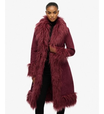 Superdry Kappa Long Afghan vinröd