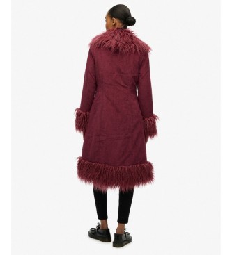 Superdry Kappa Long Afghan vinröd